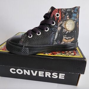 Converse Black High-Tops with Colorful Graphic